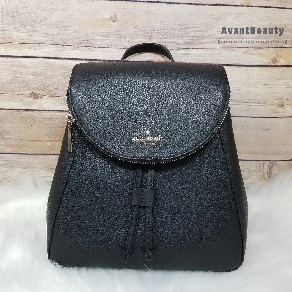 Kate Spade Medium Flap Backpack Leila Black New